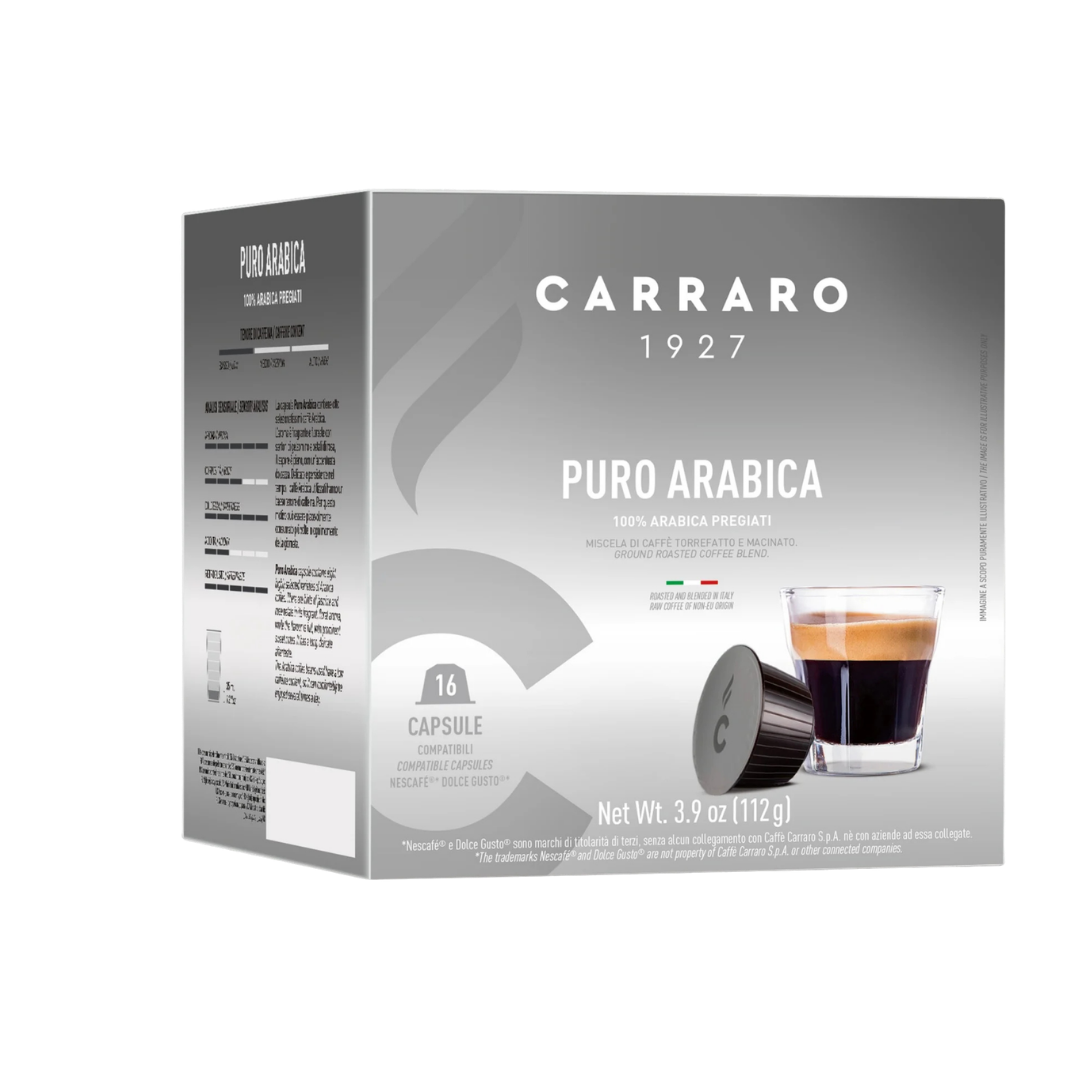 Carraro 1927 Puro Arabica Dolce Gusto® Compatible Coffee Capsules – 16 Pods